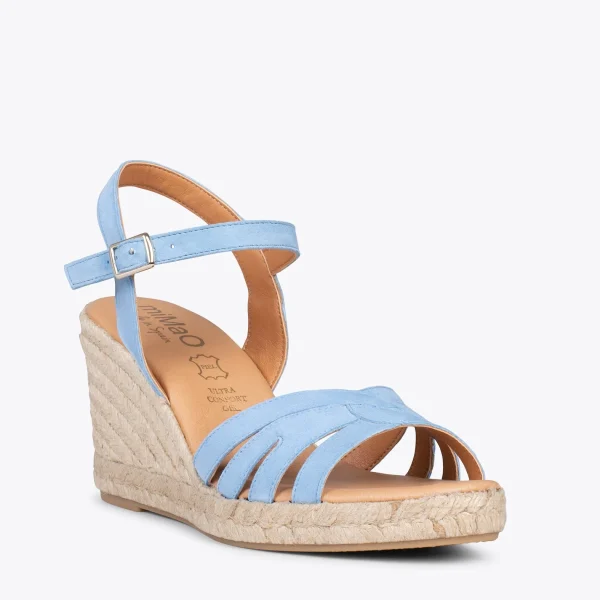 MiMaO ShopOnline HOYAMBRE – Sandales à Talon Compensé En Jute BLEU 5