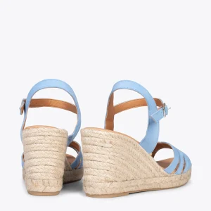 MiMaO ShopOnline HOYAMBRE – Sandales à Talon Compensé En Jute BLEU 12