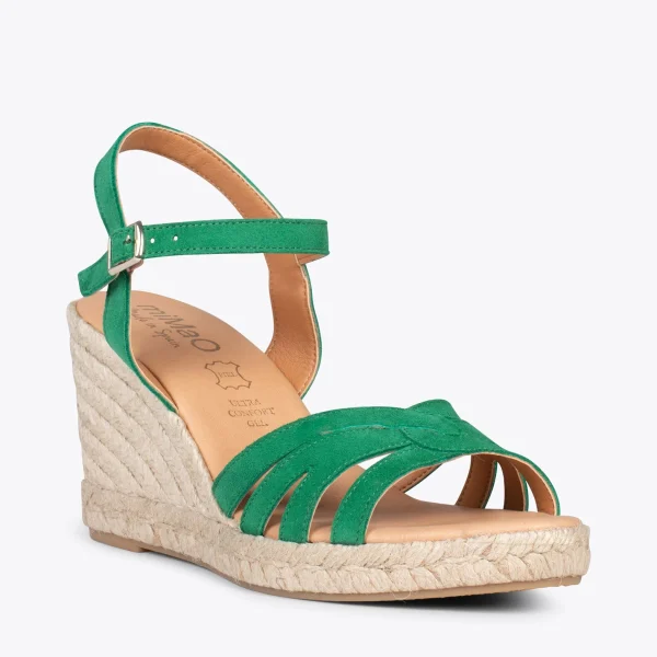 MiMaO ShopOnline HOYAMBRE – Sandales à Talon Compensé En Jute VERT 5