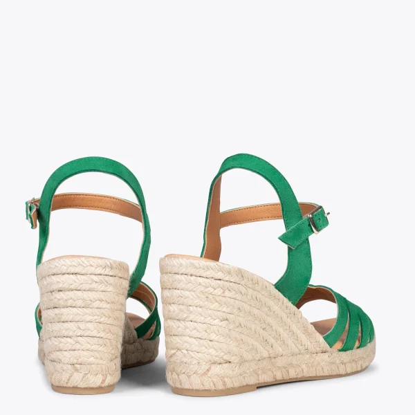 MiMaO ShopOnline HOYAMBRE – Sandales à Talon Compensé En Jute VERT 4
