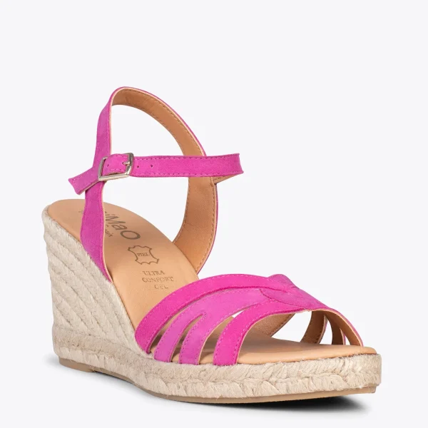 MiMaO ShopOnline HOYAMBRE – Sandales à Talon Compensé En Jute FUCHSIA 5