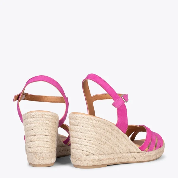 MiMaO ShopOnline HOYAMBRE – Sandales à Talon Compensé En Jute FUCHSIA 4