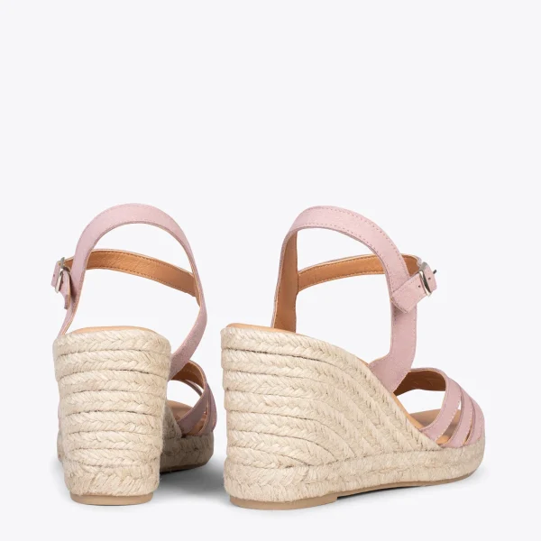 MiMaO ShopOnline HOYAMBRE – Sandales à Talon Compensé En Jute ROSE 4