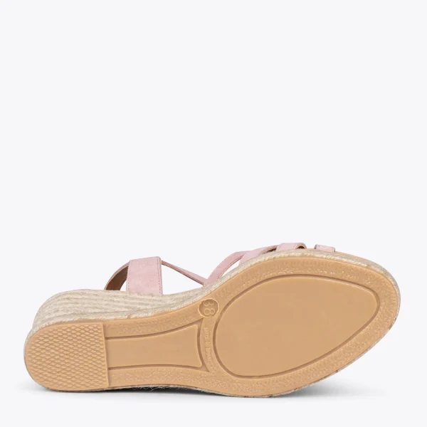 MiMaO ShopOnline HOYAMBRE – Sandales à Talon Compensé En Jute ROSE 6