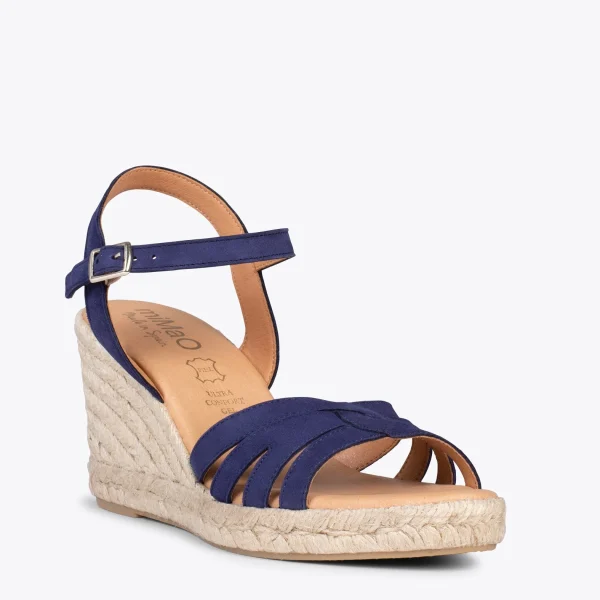 MiMaO ShopOnline HOYAMBRE – Sandales à Talon Compensé En Jute BLEU MARINE 5