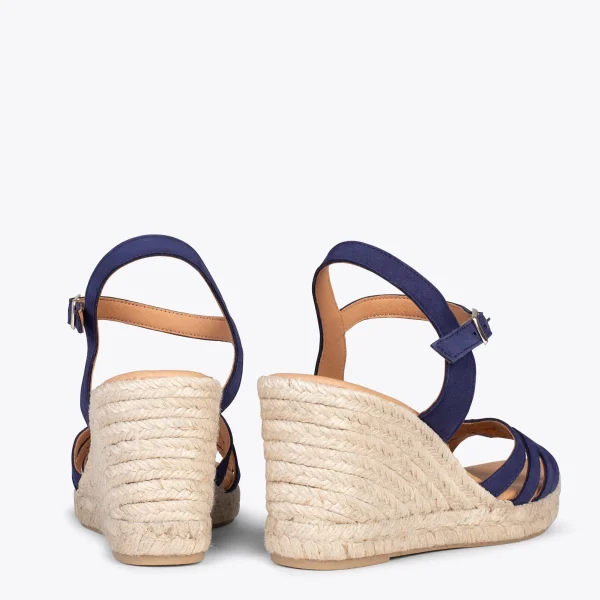 MiMaO ShopOnline HOYAMBRE – Sandales à Talon Compensé En Jute BLEU MARINE 4