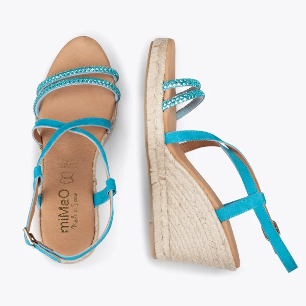 MiMaO ShopOnline MORAIRA – Espadrilles à Talon Compensé BLEU 3