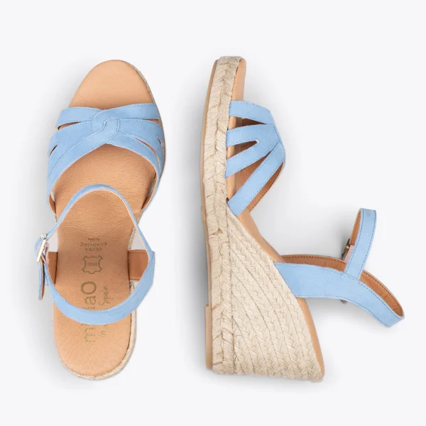 MiMaO ShopOnline HOYAMBRE – Sandales à Talon Compensé En Jute BLEU 3