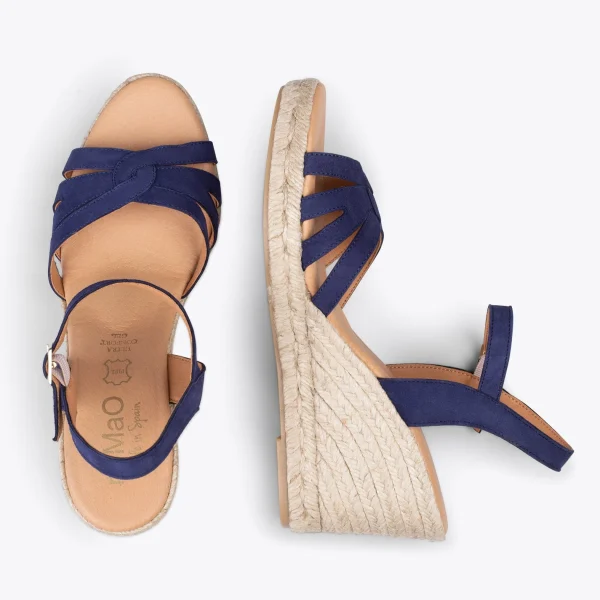 MiMaO ShopOnline HOYAMBRE – Sandales à Talon Compensé En Jute BLEU MARINE 3