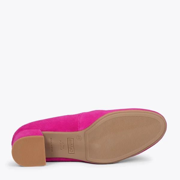 MiMaO ShopOnline URBAN ROND – Chaussures à Talon Bas En Daim FUCHSIA 6