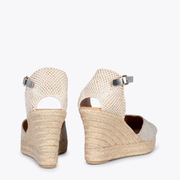 MiMaO ShopOnline CONIL – Espadrilles à Talon Haut En Lin BEIGE 4