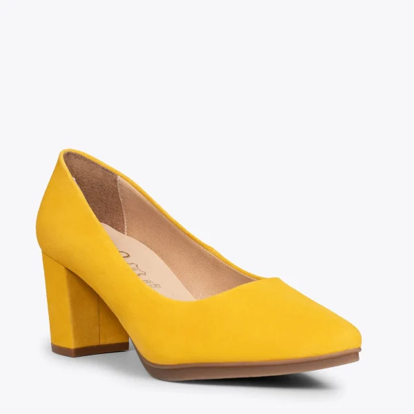 MiMaO ShopOnline URBAN S – Chaussures à Talon Moyen En Daim JAUNE 5