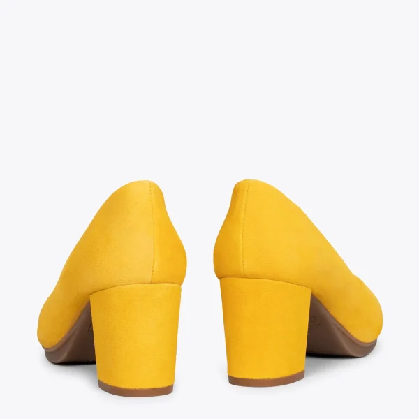 MiMaO ShopOnline URBAN S – Chaussures à Talon Moyen En Daim JAUNE 4