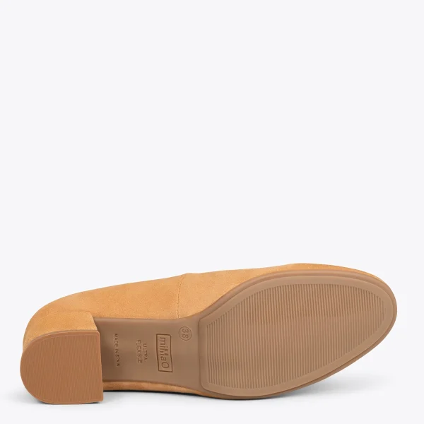MiMaO ShopOnline URBAN ROND – Chaussures à Talon Bas En Daim CAMEL 6