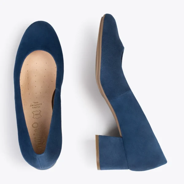 MiMaO ShopOnline URBAN ROND – Chaussures à Talon Bas En Daim BLEU MARINE 3