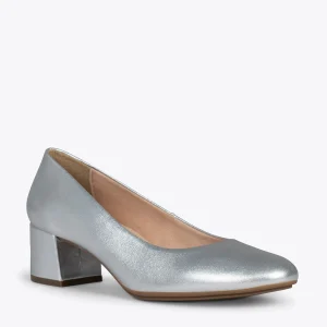 MiMaO ShopOnline URBAN ROND SPLASH – Chaussures à Talon Bas ARGENTÉ En Cuir Métallisé 15