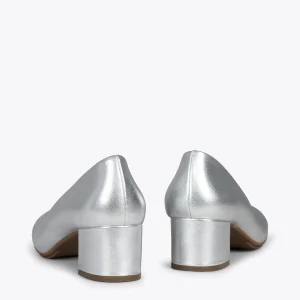 MiMaO ShopOnline URBAN ROND SPLASH – Chaussures à Talon Bas ARGENTÉ En Cuir Métallisé 13