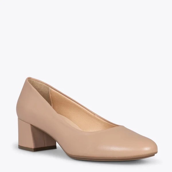 MiMaO ShopOnline URBAN ROND – Chaussures à Talon Bas En Cuir Nappa NUDE 5