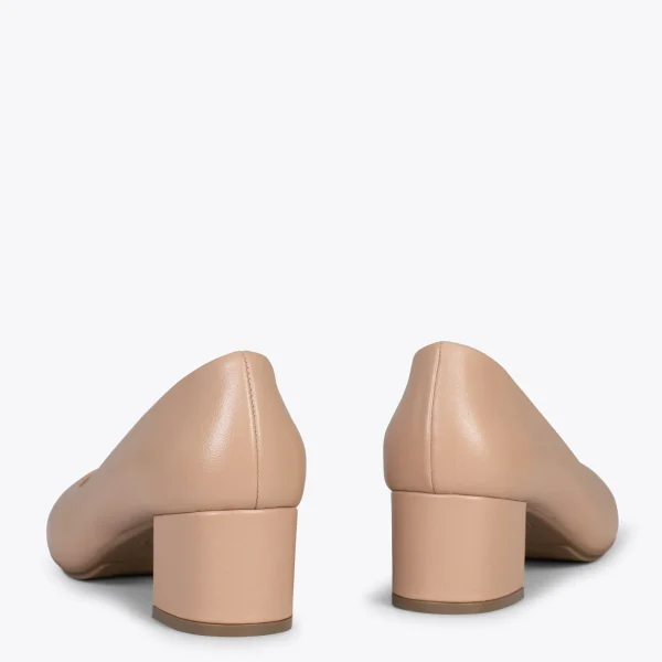 MiMaO ShopOnline URBAN ROND – Chaussures à Talon Bas En Cuir Nappa NUDE 4