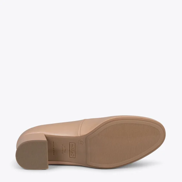 MiMaO ShopOnline URBAN ROND – Chaussures à Talon Bas En Cuir Nappa NUDE 6
