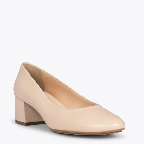 MiMaO ShopOnline URBAN ROND – Chaussures à Talon Bas En Cuir Nappa BEIGE 5