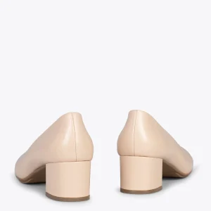 MiMaO ShopOnline URBAN ROND – Chaussures à Talon Bas En Cuir Nappa BEIGE 13