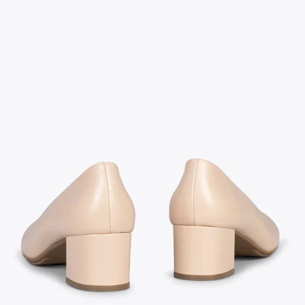 MiMaO ShopOnline URBAN ROND – Chaussures à Talon Bas En Cuir Nappa BEIGE 4