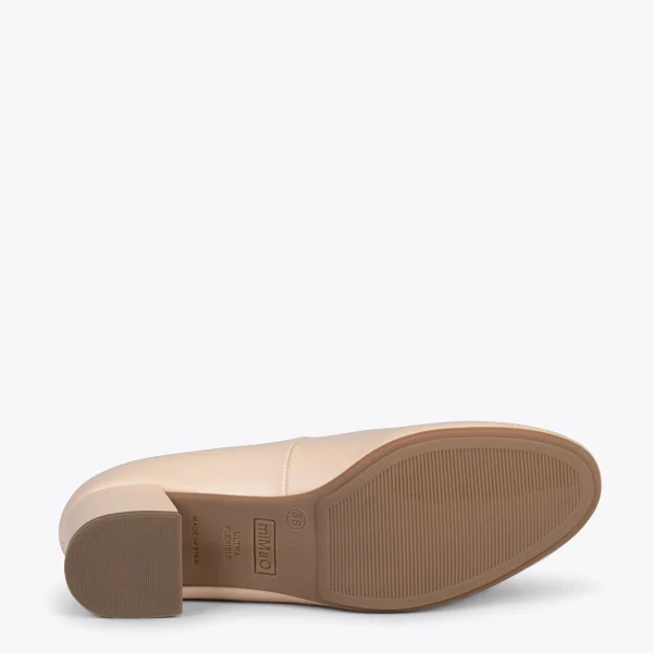 MiMaO ShopOnline URBAN ROND – Chaussures à Talon Bas En Cuir Nappa BEIGE 6