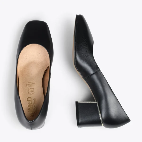 MiMaO ShopOnline Femme – Chaussures à Talon Bas Et Bout Carré NOIR 3