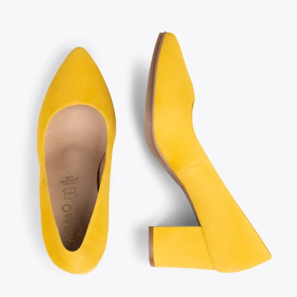 MiMaO ShopOnline URBAN S – Chaussures à Talon Moyen En Daim JAUNE 3