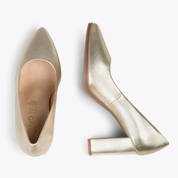 MiMaO ShopOnline URBAN SPLASH – Chaussures à Talon Haut En Cuir DORÉ Métallisé 3
