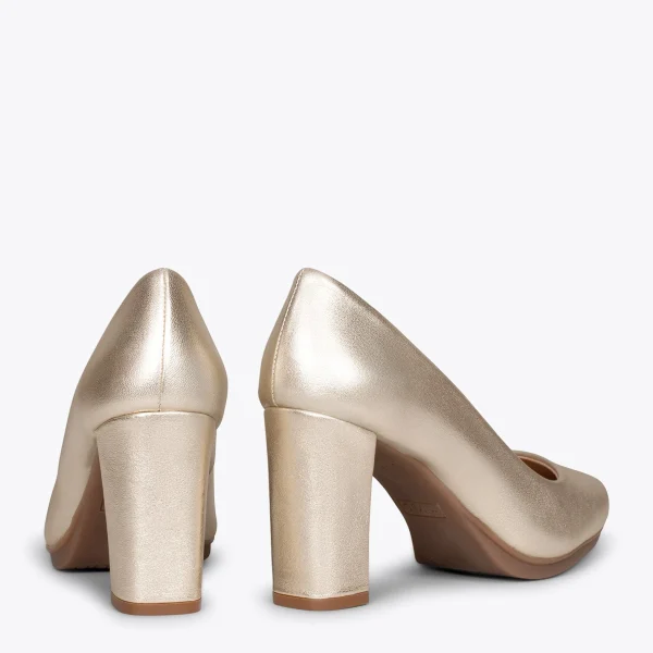 MiMaO ShopOnline URBAN SPLASH – Chaussures à Talon Haut En Cuir DORÉ Métallisé 4