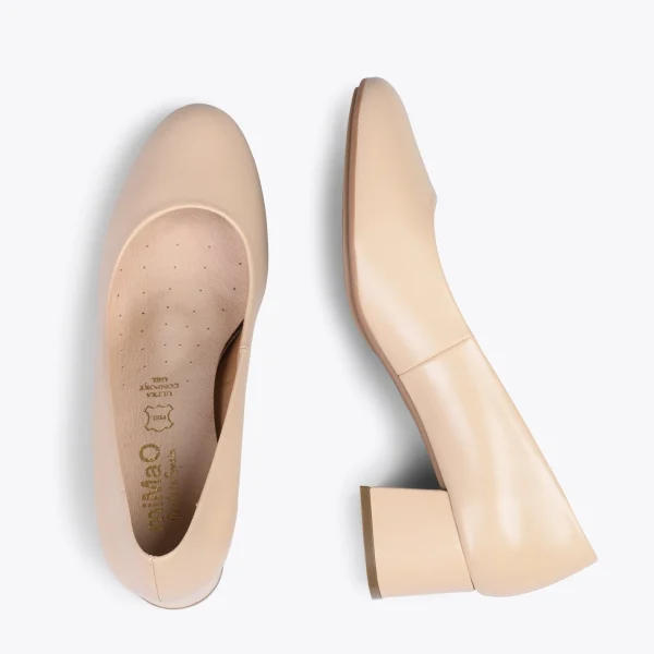 MiMaO ShopOnline URBAN ROND – Chaussures à Talon Bas En Cuir Nappa BEIGE 3