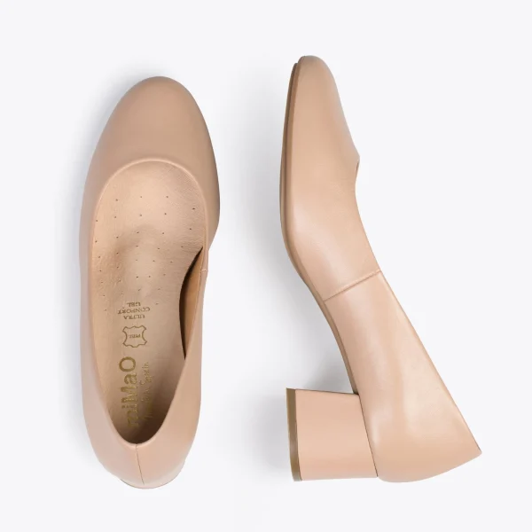 MiMaO ShopOnline URBAN ROND – Chaussures à Talon Bas En Cuir Nappa NUDE 3