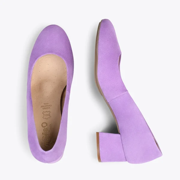 MiMaO ShopOnline URBAN ROND – Chaussures à Talon Bas En Daim MAUVE 3