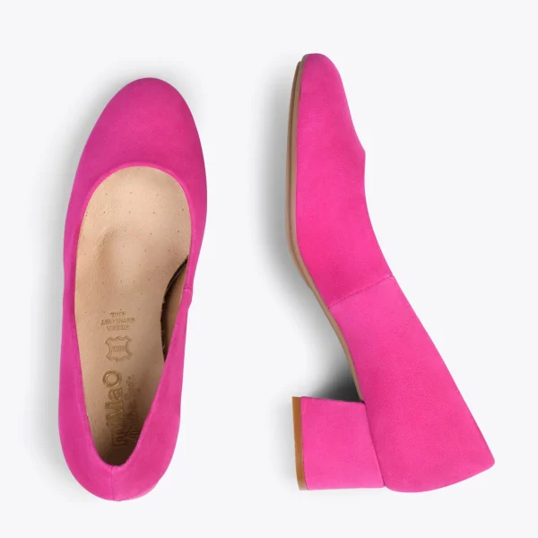 MiMaO ShopOnline URBAN ROND – Chaussures à Talon Bas En Daim FUCHSIA 3