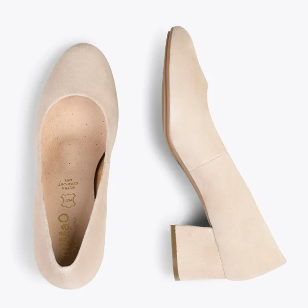 MiMaO ShopOnline URBAN ROND – Chaussures à Talon Bas En Daim BEIGE 3