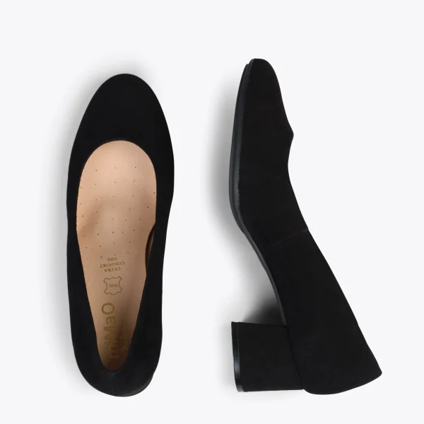MiMaO ShopOnline URBAN ROND – Chaussures à Talon Bas En Daim NOIR 3
