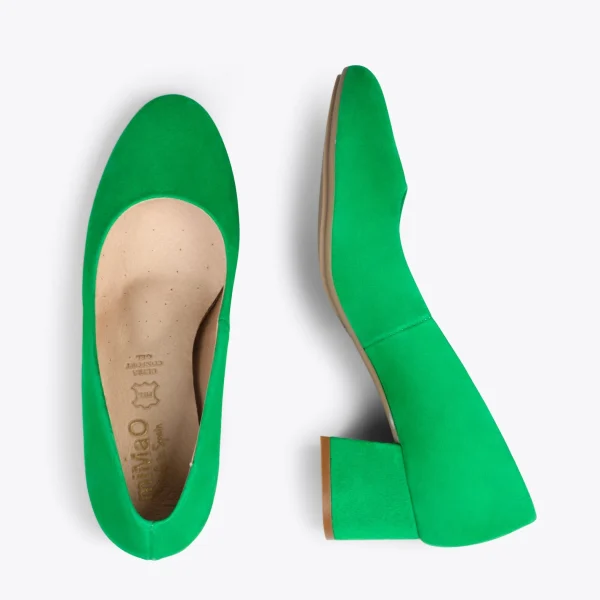 MiMaO ShopOnline URBAN ROND – Chaussures à Talon Bas En Daim VERT 3