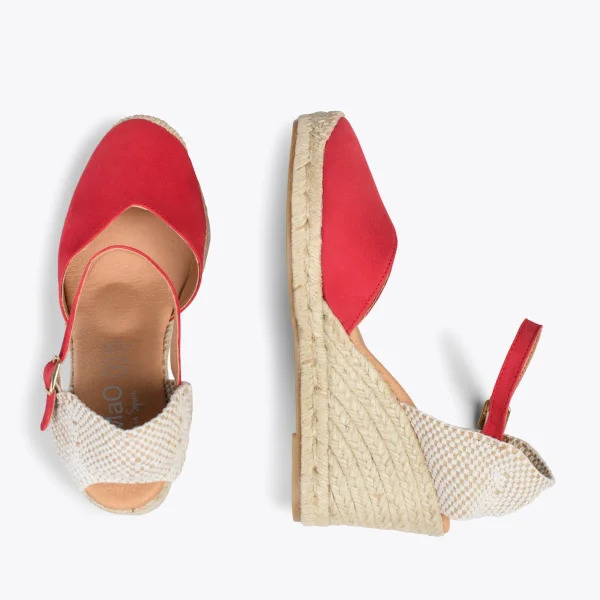 MiMaO ShopOnline NERJA – Espadrilles à Talon Haut ROUGE 3