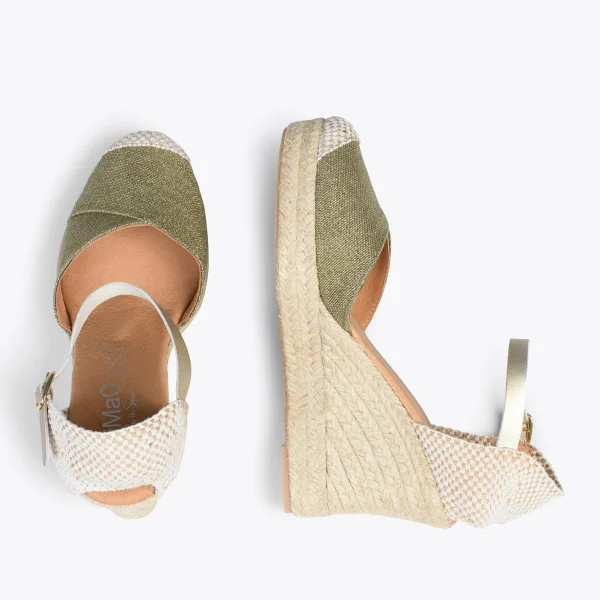 MiMaO ShopOnline CONIL – Espadrilles à Talon Haut En Lin KAKI 3