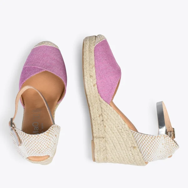 MiMaO ShopOnline CONIL – Espadrilles à Talon Haut En Lin FUCHSIA 3