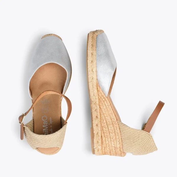 MiMaO ShopOnline ALTEA – Espadrilles à Talon Moyen ARGENTÉ 3
