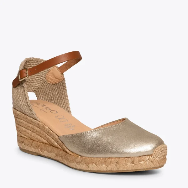 MiMaO ShopOnline ALTEA – Espadrilles à Talon Moyen DORÉ 5
