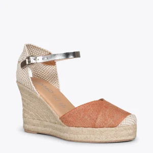 MiMaO ShopOnline CONIL – Espadrilles à Talon Haut En Lin ORANGE 15