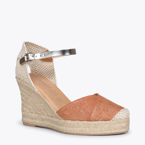 MiMaO ShopOnline CONIL – Espadrilles à Talon Haut En Lin ORANGE 5