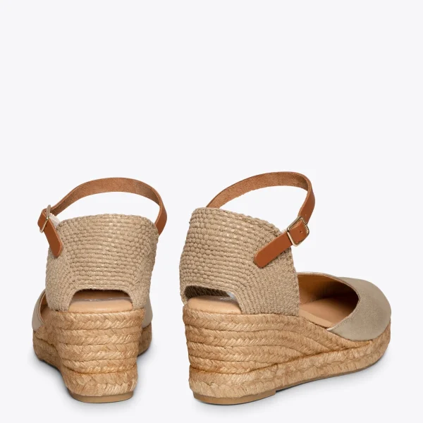 MiMaO ShopOnline ALTEA – Espadrilles à Talon Moyen DORÉ 4
