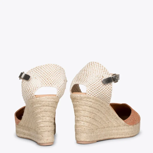 MiMaO ShopOnline CONIL – Espadrilles à Talon Haut En Lin ORANGE 4