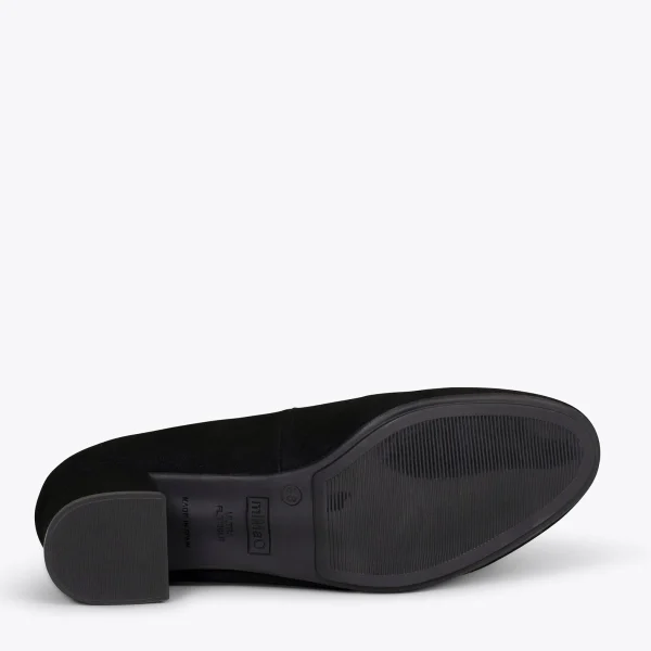 MiMaO ShopOnline URBAN ROND – Chaussures à Talon Bas En Daim NOIR 6