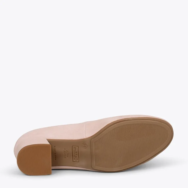 MiMaO ShopOnline URBAN ROND – Chaussures à Talon Bas En Daim NUDE 6